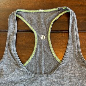 lululemon athletica Y2K Heather Gray Cool Racerback Tank Top with Green Trim